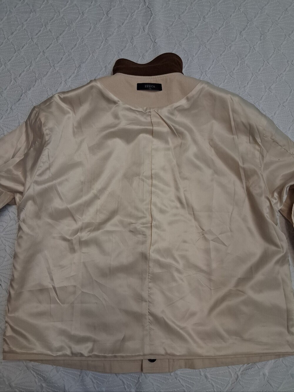 ZESICA Cream Jacket with Brown Trim Size XL - Picture 16 of 16